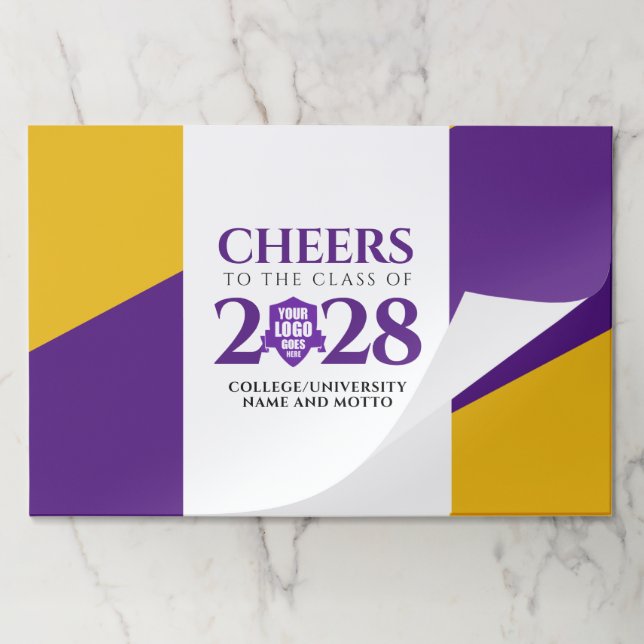 Purple Gold School College University Graduation Paper Pad (Folded)
