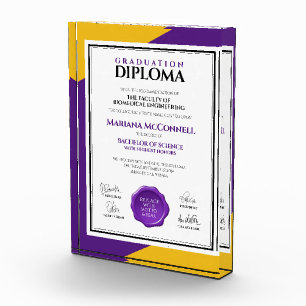 Purple Gold School College University Graduation Photo Block