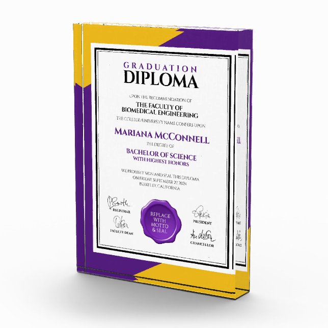 Purple Gold School College University Graduation Photo Block (Right)