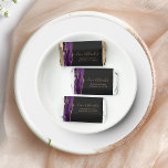 Purple Gold Script Dark Wedding Hershey's Miniatures<br><div class="desc">These elegant modern wedding favor candies feature a purple watercolor agate design trimmed with faux gold glitter. The phrase "love & thanks" or other message of your choice appear in gold-colored script with swashes at the beginning and end. Add the names of the bride and groom and the wedding date...</div>
