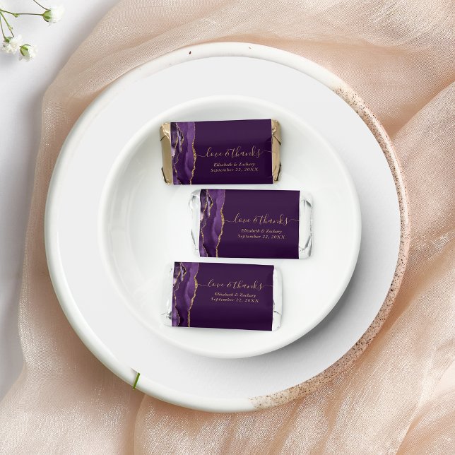 Purple Gold Script Plum Wedding Hershey's Miniatures (Creator Uploaded)