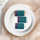 Purple Gold Script Teal Wedding Hershey's Miniatures<br><div class="desc">These elegant modern wedding favor candies feature a purple watercolor agate design trimmed with faux gold glitter. The phrase "love & thanks" or other message of your choice appear in gold-colored script with swashes at the beginning and end. Add the names of the bride and groom and the wedding date...</div>