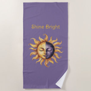 Purple Gold Shine Bright Sun Beach Towel