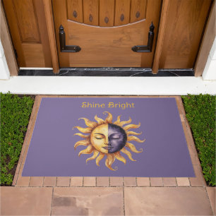 Purple Gold Shine Bright Sun Doormat