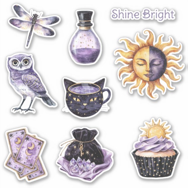 Purple Gold Shine Bright Sun Sticker (Front)