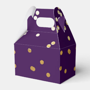 Purple & Gold Shiny Confetti Dots Modern Favor Boxes