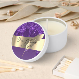 Purple Gold Shiny Mini Candle Favors