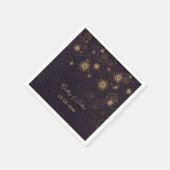 purple gold Snowflakes personalized wedding napkin (Corner)