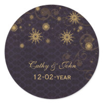 purple gold Snowflakes wedding favor stickers