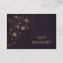purple gold Snowflakes wedding gift registry Enclosure Card