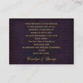purple gold Snowflakes wedding gift registry Enclosure Card (Back)