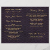 purple gold Snowflakes wedding programs folded (Back)