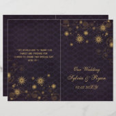 purple gold Snowflakes wedding programs folded (Front/Back)