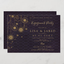 Purple Gold Snowflakes Winter Engagement Party   Invitation