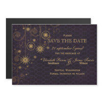 purple gold Snowflakes Winter save the date Magnetic Invitation