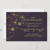 purple gold Snowflakes Winter save the date Magnetic Invitation (Front)