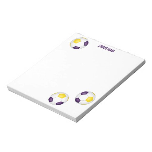 purple gold soccer balls accent personalized  notepad