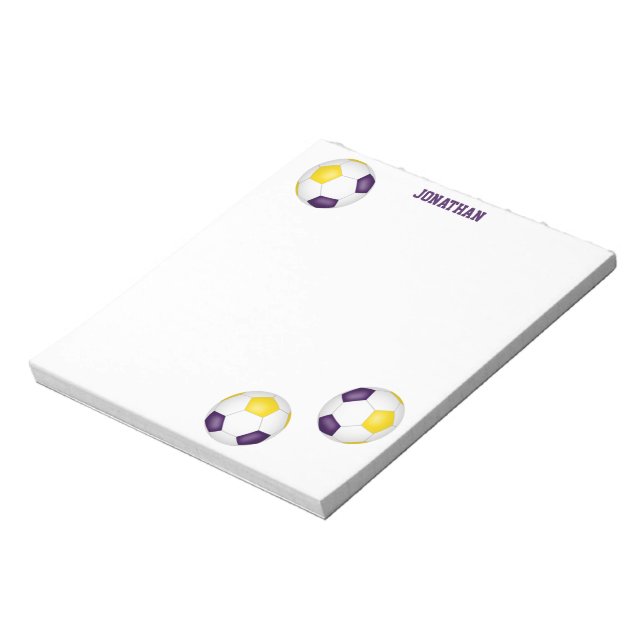 purple gold soccer balls accent personalized  notepad (Rotated)