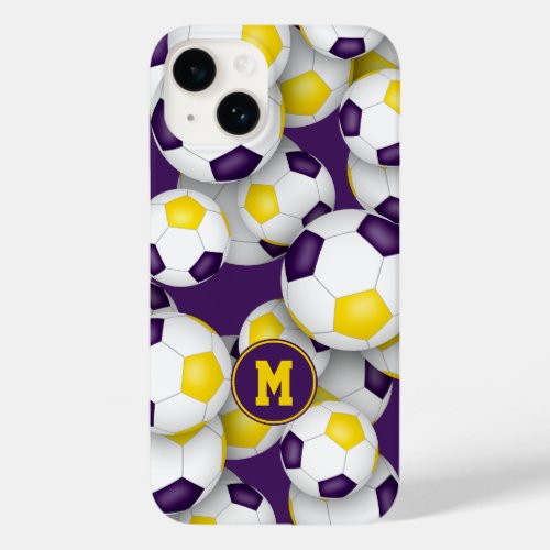 Purple gold soccer team colors sports pattern Case_Mate iPhone 14 case
