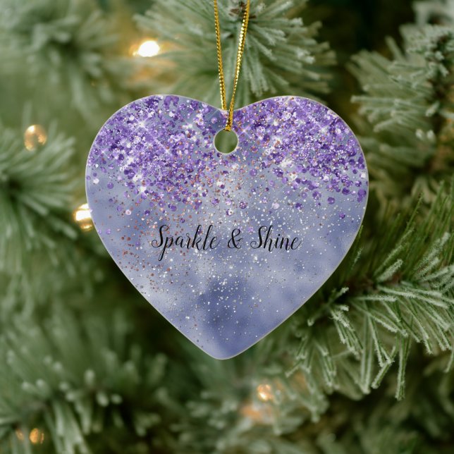 Purple Gold Sparkle Ceramic Ornament (Tree)