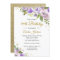 Purple Gold Sparkle Floral 90th Birthday Invite