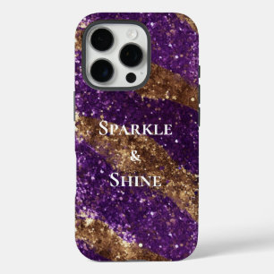 Purple Gold Sparkle Glitter iPhone 16 Pro Case