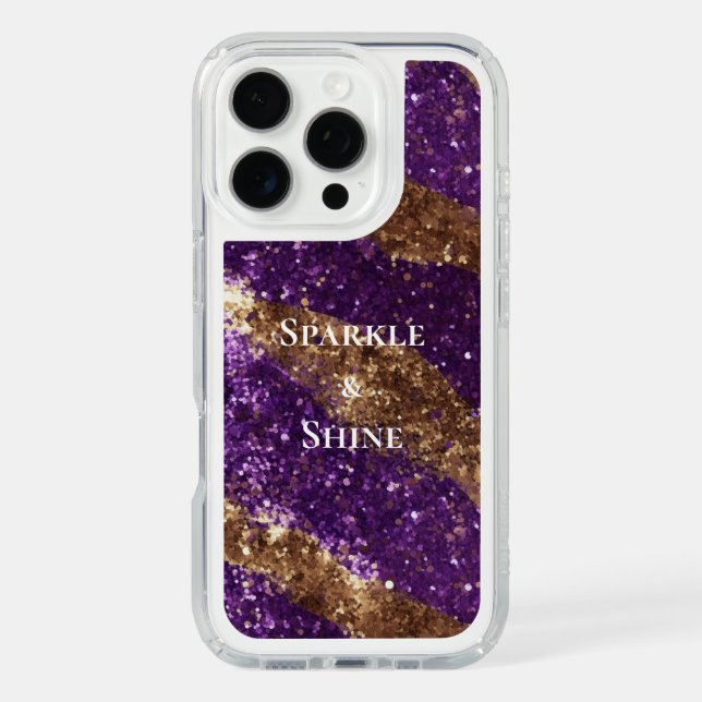 Purple Gold Sparkle Glitter Speck iPhone Case (Front)