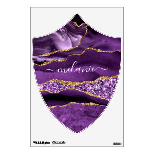 Purple Gold Sparkly Wall Decal Personalized Name