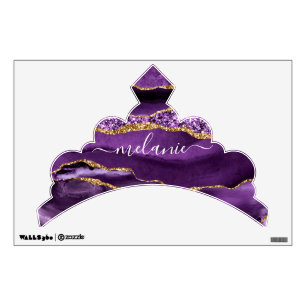 Purple Gold Sparkly Wall Decal Personalized Name