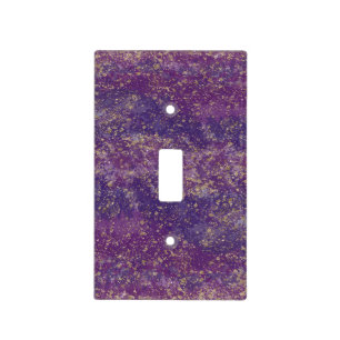 Purple & Gold Splatter Glam Modern Light Switch Cover