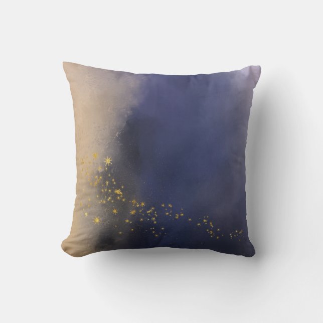 Purple Gold Splatter Ombre Throw Pillow (Front)