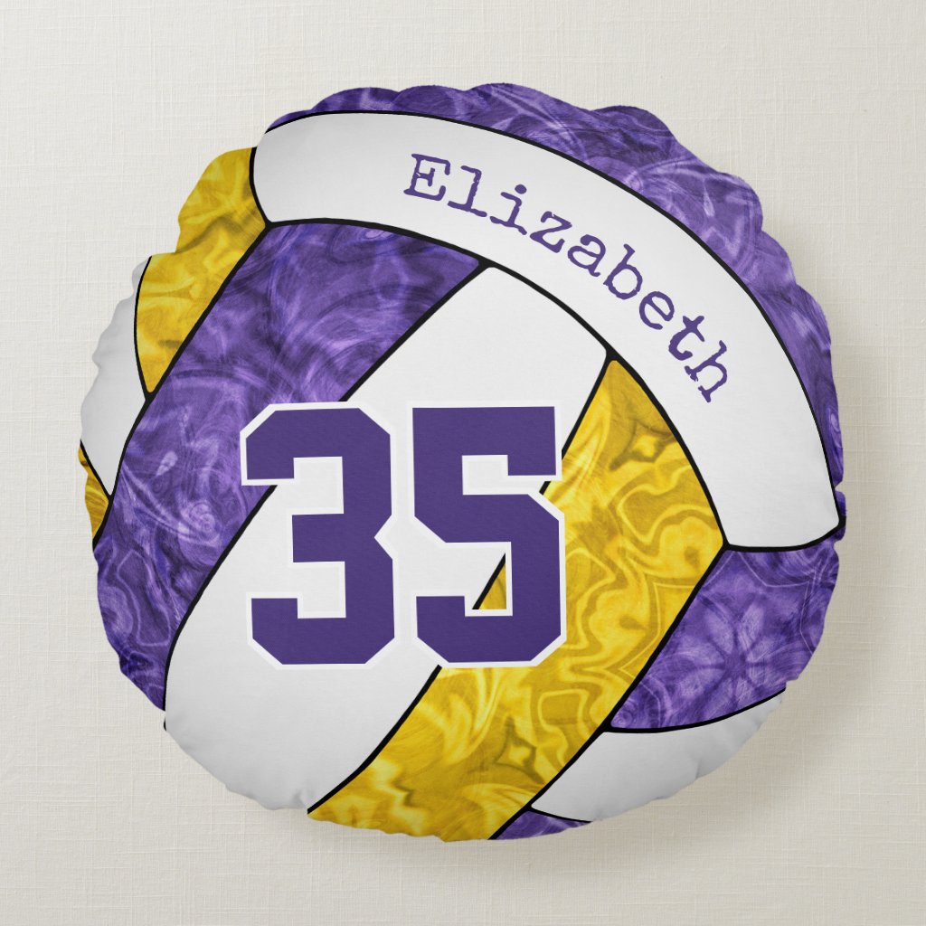 purple gold sports team colors girls volleyball pillow