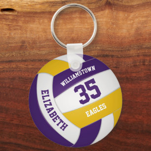 purple gold sports team colors volleyball keychain