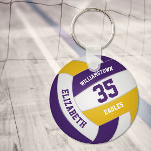 purple gold sports team colors volleyball keychain