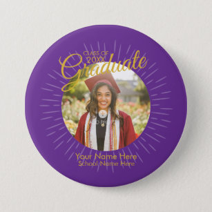 Purple & Gold Star Graduate Button