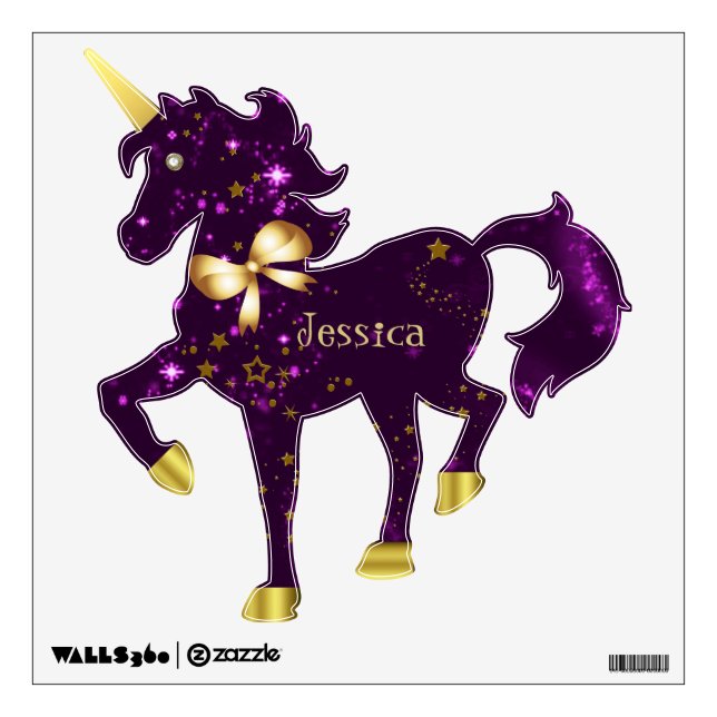 Purple & Gold Star Light Custom Unicorn Wall Decal (Front)
