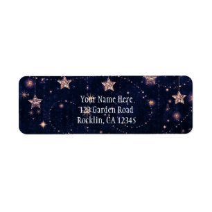 Purple & Gold Starry Celestial Invitation Label