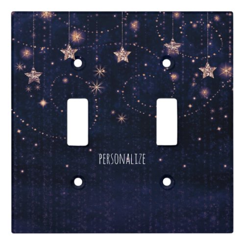 Purple  Gold Starry Celestial Whimsical Light Switch Cover