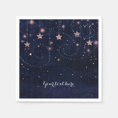 Purple  Gold Starry Celestial Whimsical Party Napkins