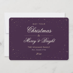 Purple Gold Starry Christmas Holiday Card