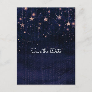 Purple & Gold Starry Whimsical Celestial Announcement Postcard