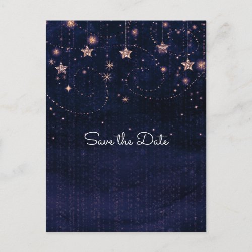 Purple  Gold Starry Whimsical Celestial Announcement Postcard
