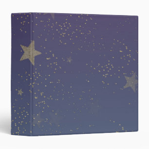 Purple Gold Stars Confetti Binder