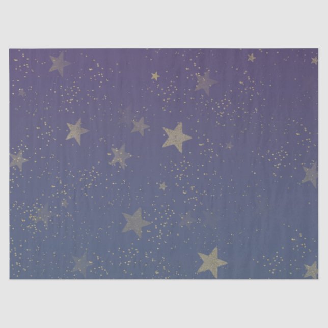 Purple Gold Stars Confetti Tissue Paper (Front)