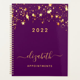 Purple gold stars elegant girly appointments 2026 planner
