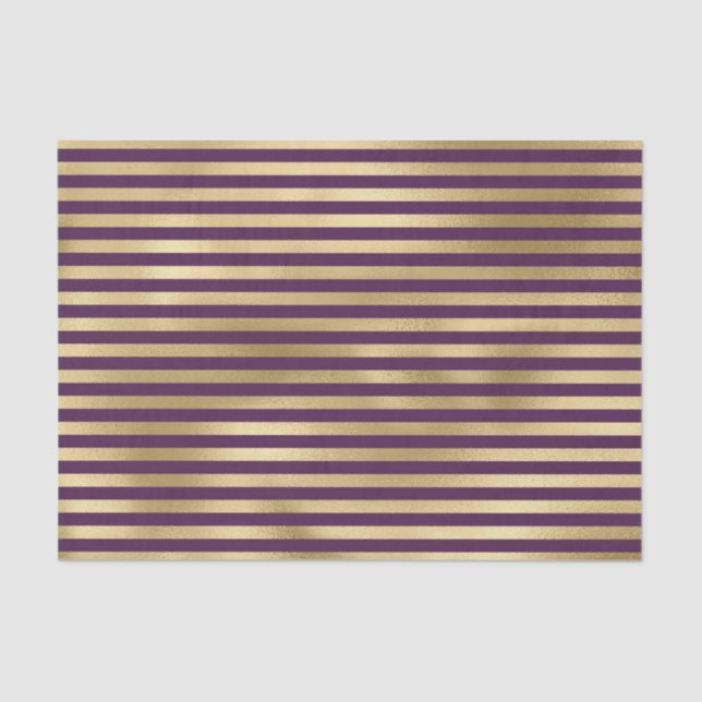 PURPLE & GOLD STRIPE PATTERN TISSUE PAPER (Front)