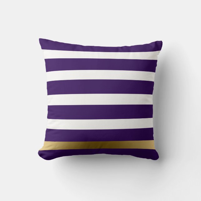 Purple & Gold Stripes Throw Pillow (Front)
