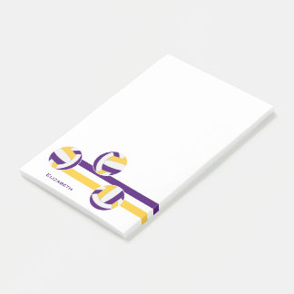 purple gold stripes volleyball player name post-it notes