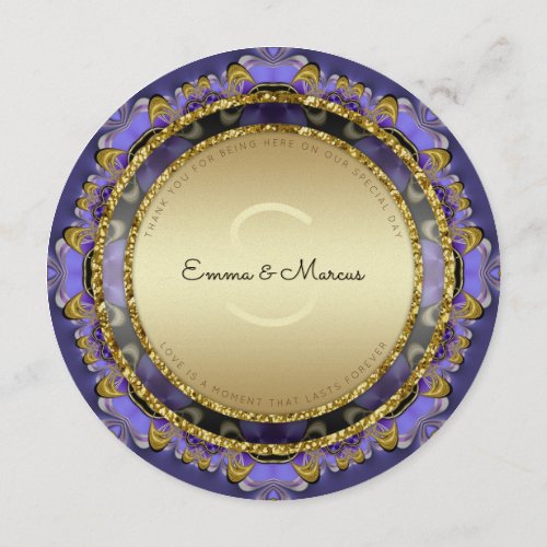 Purple Gold Stylish Glam Round Menu Cards