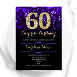 Purple Gold Surprise 60th Birthday Invitation<br><div class="desc">Surprise 60th birthday party invitation. Elegant purple design with faux glitter gold. Features stylish diamonds, bokeh lights and script font. Men or women bday invite. Perfect for a stylish adult birthday party. Personalize with your own details. Message me if you need further customization. Printed Zazzle invitations or instant download digital...</div>